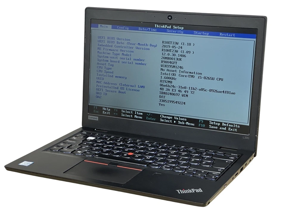 Lenovo ThinkPad L390 13.3" Quad i5 8265U 8GB RAM 256GB NVMe WIFI HDMI Laptop LE3 - Image 4 of 4