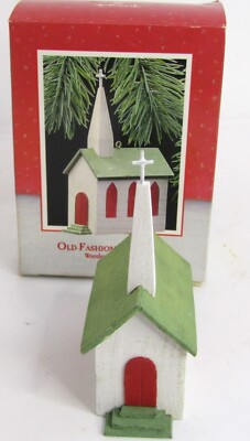 Vintage Hallmark Keepsake Ornament, Old Fashion Wooden Church Ornament. NIB.