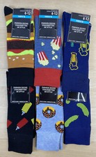 6 Pairs Men  s Novelty Socks Hamburger Breakfast ketchup Beer Patterned Funny