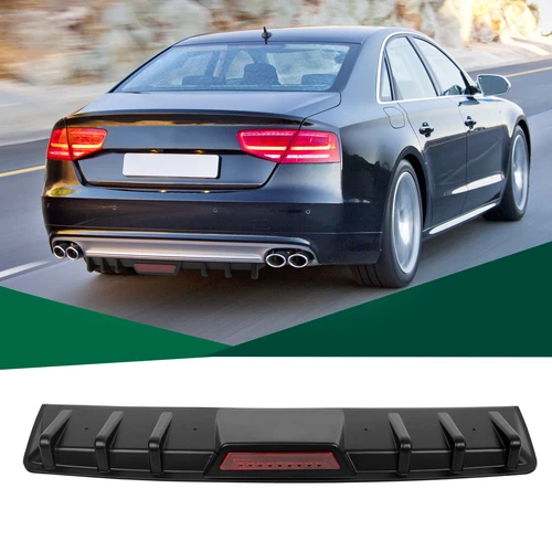 For Audi A8 S8 2013-2018 Rear Bumper Lip Diffuser Spoiler 6 Shark Fins Black-PP