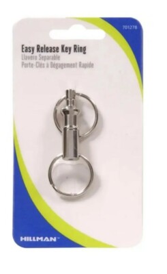 Hillman Valet KEY CHAIN Tempered Steel Silver Easy Release Push Button 1 pack