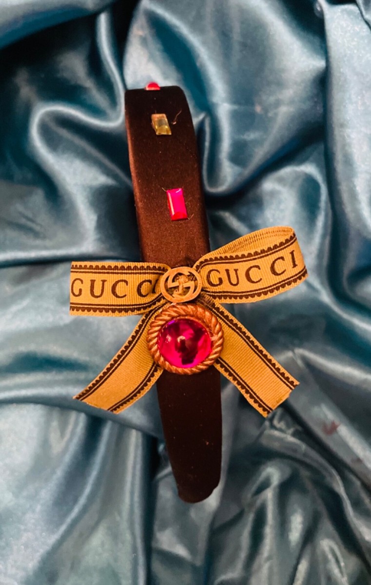 Stunning Retro Repurposed Gucci jeweled Bow GG headband | eBay