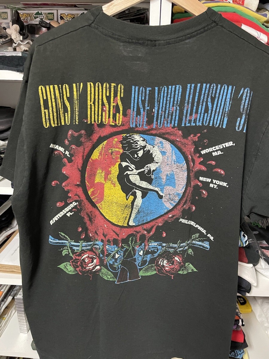 Vintage 90s Guns n Roses Shirt Brockum 1991 Band Tour USA Single