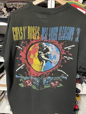 Vintage 90s Guns n Roses Shirt Brockum 1991 Band Tour USA Single