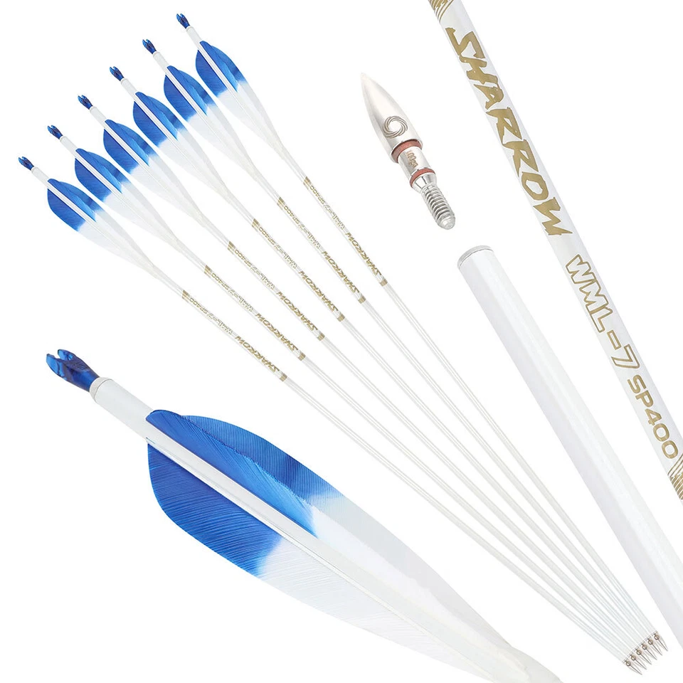 32" Pure Carbon Arrow ID6.2mm SP400-800 Archery 5'' Feathers Recurve Bow Hunting - Image 4 of 4