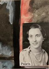 Pearls - Original Collage Mixed Media Surrealism Miniature Art ACEO