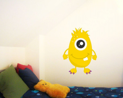 Samunshi Gelbes Monster Wandtattoo Wandaufkleber Kinderzimmer  4 Größen