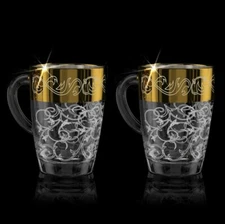 Inspiration Glass Mug Set Tea Coffee Cup Teacup Set Gold Mugs 2 x 10 oz Cups