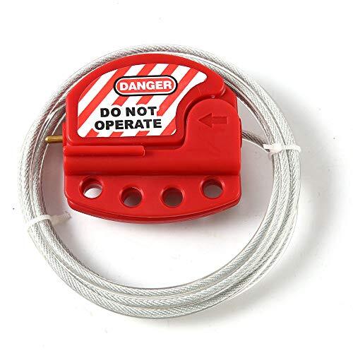 POFET Bloccaggio cavo Tagout rosso Lockout regolabile in acciaio Vinile (g8D)