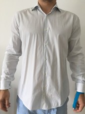 Hugo Boss Dress Shirt Mens Single Cuff link Blue Size 39 15 1/2
