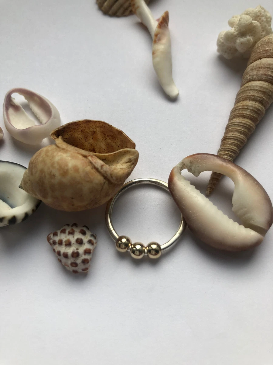 Anxiety Worry Fidget Ball Ring Silver With 9ct Gold Balls Hand