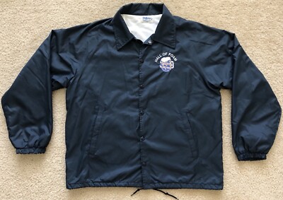 Vintage Hall Of Foam Old Chicago World Beer Tour Nylon Snap Jacket Navy Large