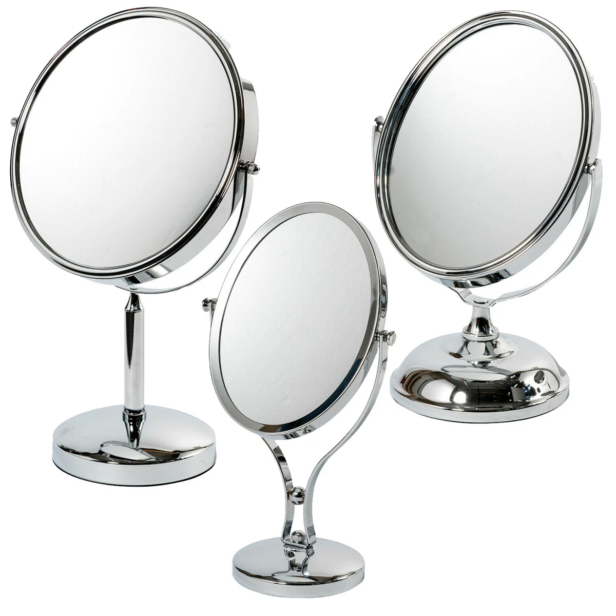 Magnifying Table Vanity Mirror Round Oval Pedestal Chrome Shaving Cosmetic