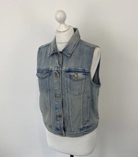 Madewell Denim Vest Jacket Waistcoat Blue Sleeveless Sz Large Ladies