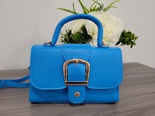 Trendy Bright Blue Handbag Retro Style Buckle Purse w/Detachable Mini Coin Purse