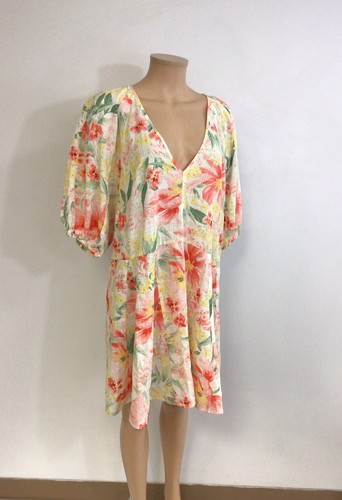 H&M, H&M Babydoll Floral Dress Puff Sleeves Womens Large