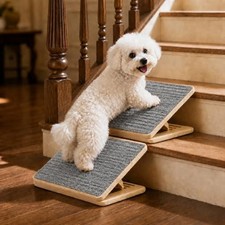 2-Pack Adjustable Small Dog Ramps, Folding Wooden Pet Ramp for Stairs 2