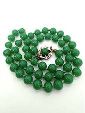 Vintage Jadeit Kette Apfelgrün –Handgeknüpft Smaragdgrün Jade Halskette Collier
