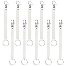 Retractable Coil Springs Keychain, 10 Pcs Spiral Cord Coil Keychain, Milky White