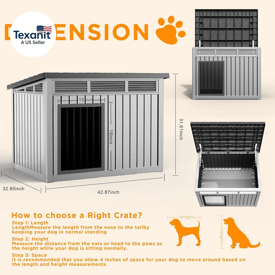 Casa para perros tanto para interiores como para exteriores con pisos extraíbles para techo resistente a la intemperie para Foto 2 de 4