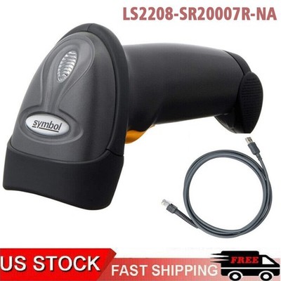 Symbol Zebra LS2208-SR20007R-NA Handheld USB Laser Barcode Scanner w/Stand+Cable
