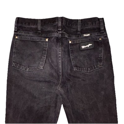 Wrangler Jeans Mens Black Denim Straight Regular Fit Dark Wash 5-Pocket