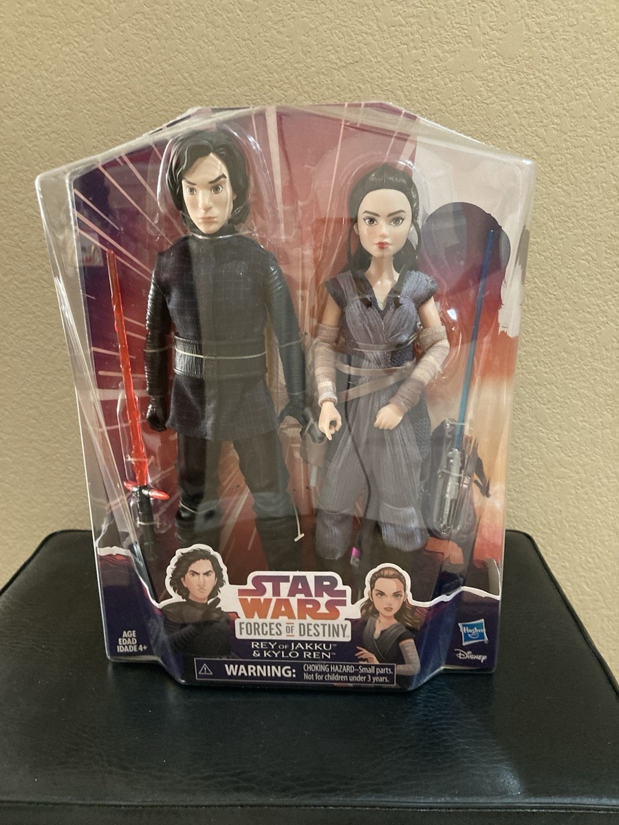 Star Wars Forces of Destiny Rey of Jakku and Kylo Ren Figures. New