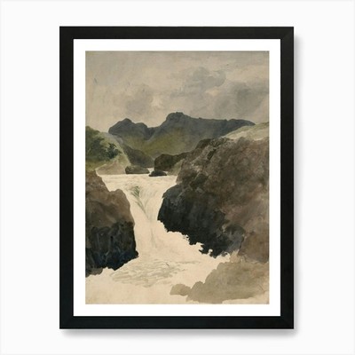 Wasserfall in Island Kunstdruck gerahmt Wandbild Poster Leinwanddruck Bild