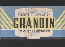 vieux papiers publicité chapeau en papier GRANDIN radio télévision M0563