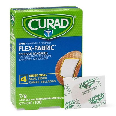 Curad Flex Fabric Spot Adhesive Bandages, Bandage Diameter is 7/8'' (Box of 100)