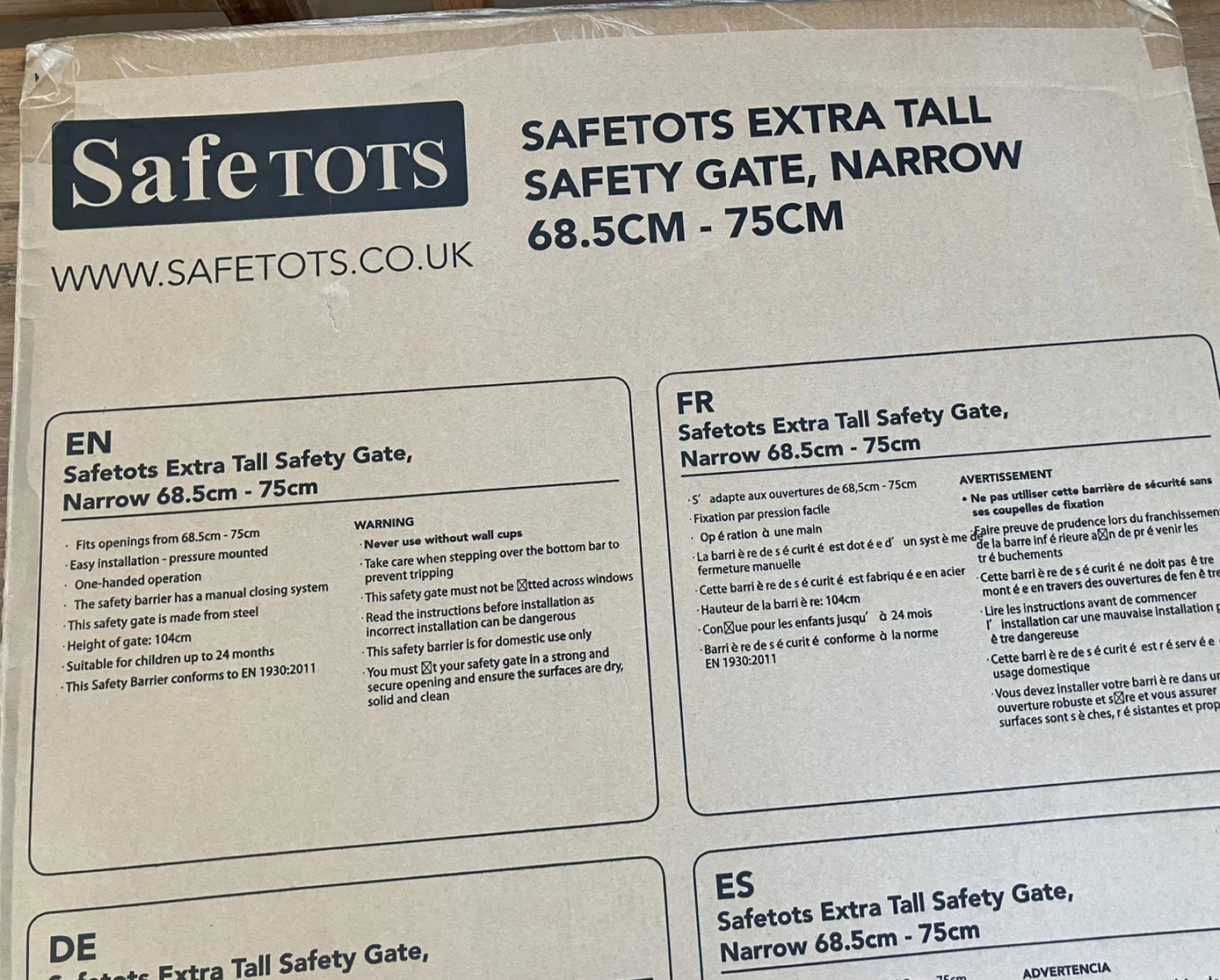 Safetots Safety Gate, Extra Tall, Pressure Fit, Matt Black, 68.5cm - 75cm