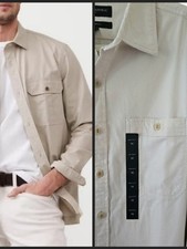 NEW BANANA REPUBLIC FACTORY Men's Cream Twill Long Sleeve Buttondown Shirt M.
