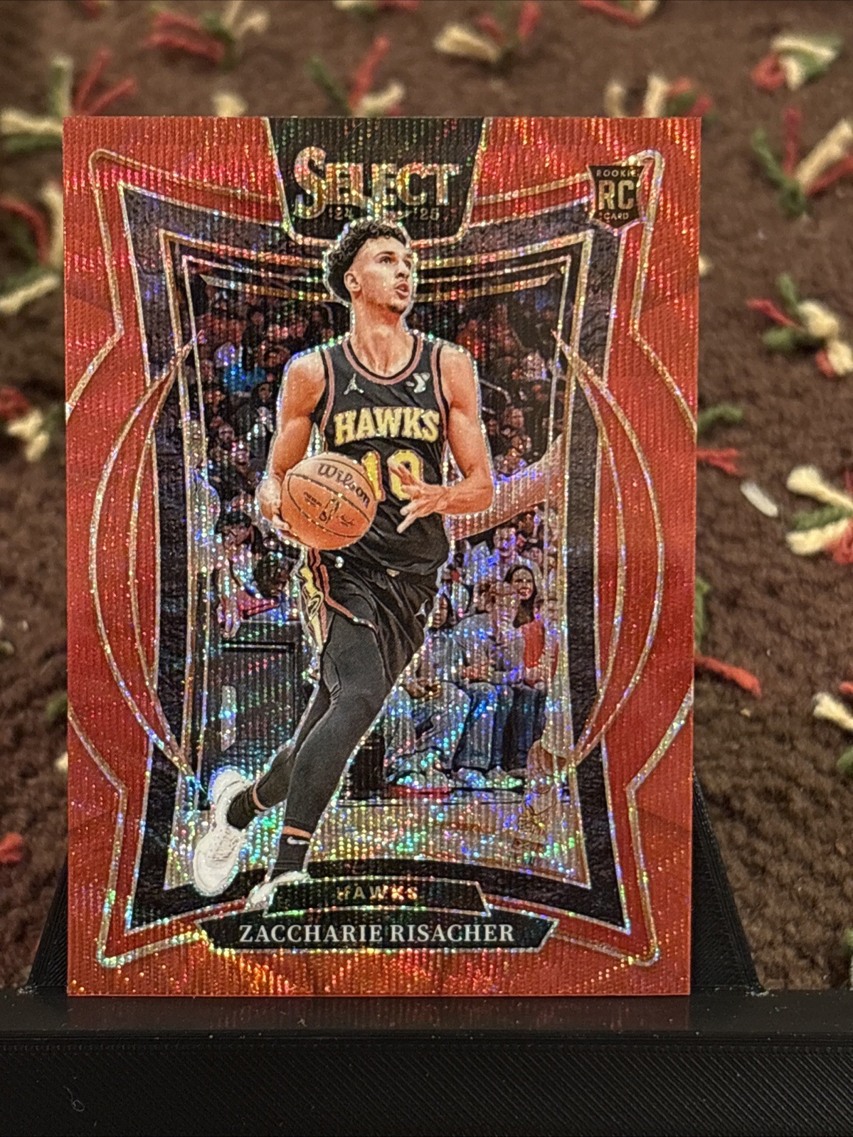 Zaccharie Risacher 2024-25 Panini Select Rookie Concourse Red Wave Prizm RC #86