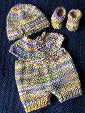 HAND KNITTED DOLLS CLOTHES * UNIQUE OUTFIT 11” 12” BABY, OOAK, REBORN, TEDDY