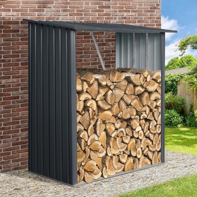 3 FTx5 FT Outdoor Metal Firewood Rack,Open Wood Shed for Firewood and Pellet