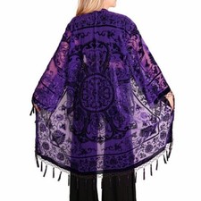DEEP PURPLE ARTDECO STEVIE NICKS STYLE VELVET MUCHA GYPSY BOHO DELUXE DUSTER