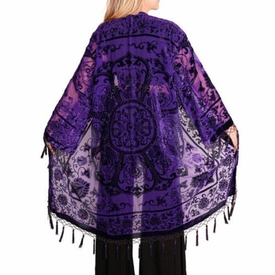 DEEP PURPLE ARTDECO STEVIE NICKS STYLE VELVET MUCHA GYPSY BOHO DELUXE DUSTER 