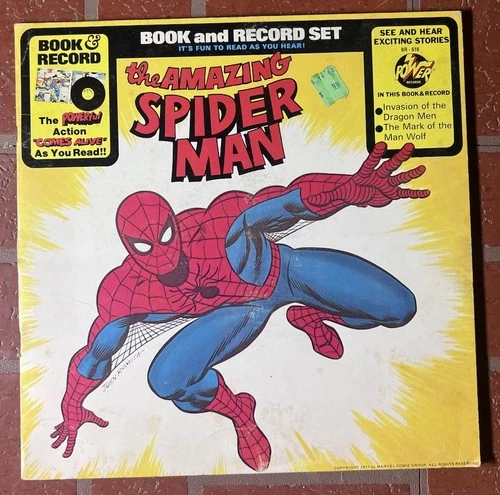 Spider Man vintage 1977 the Amazing SpiderMan book Comic and record set Vinyl Lp
