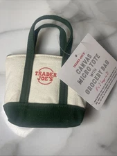 Trader Joe’s Canvas Micro Tote Navy Green - New w/ Tags - 2025 Christmas Limited