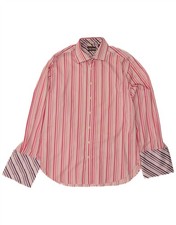 TED BAKER Mens Formal Shirt Size 17 XL Pink Striped Cotton DB09