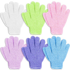 12 Pcs Exfoliating Gloves for Shower, Body Scrub Gloves, 6 Pairs, Nylon