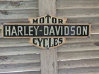 NICE VINTAGE HARLEY DAVIDSON MOTOR CYCLES PORCELAIN ENAMEL SIGN 28" X 11.5