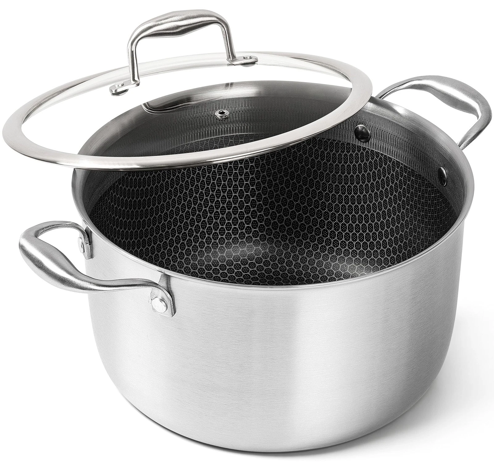 Tri-ply Stainless Steel Stock Pot, 8-Quart Stockpot with Lid, 18/10 Nonstick ...