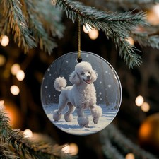 Poodle Collectible Ceramic Christmas, Holiday Ornament-D101