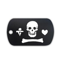 Jolly Roger Stede Bonnet Pirate GI Dog Tag Aluminum Keychain Custom Engraving