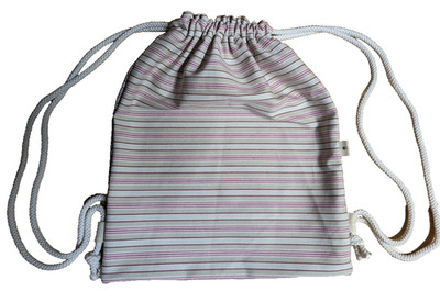 Turnbeutel Rucksack Jeansstoff gestreift  ca. 32 x 38 cm
