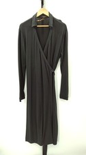 Quince Women 100% Silk Jersey Midi Wrap Dress Black XL