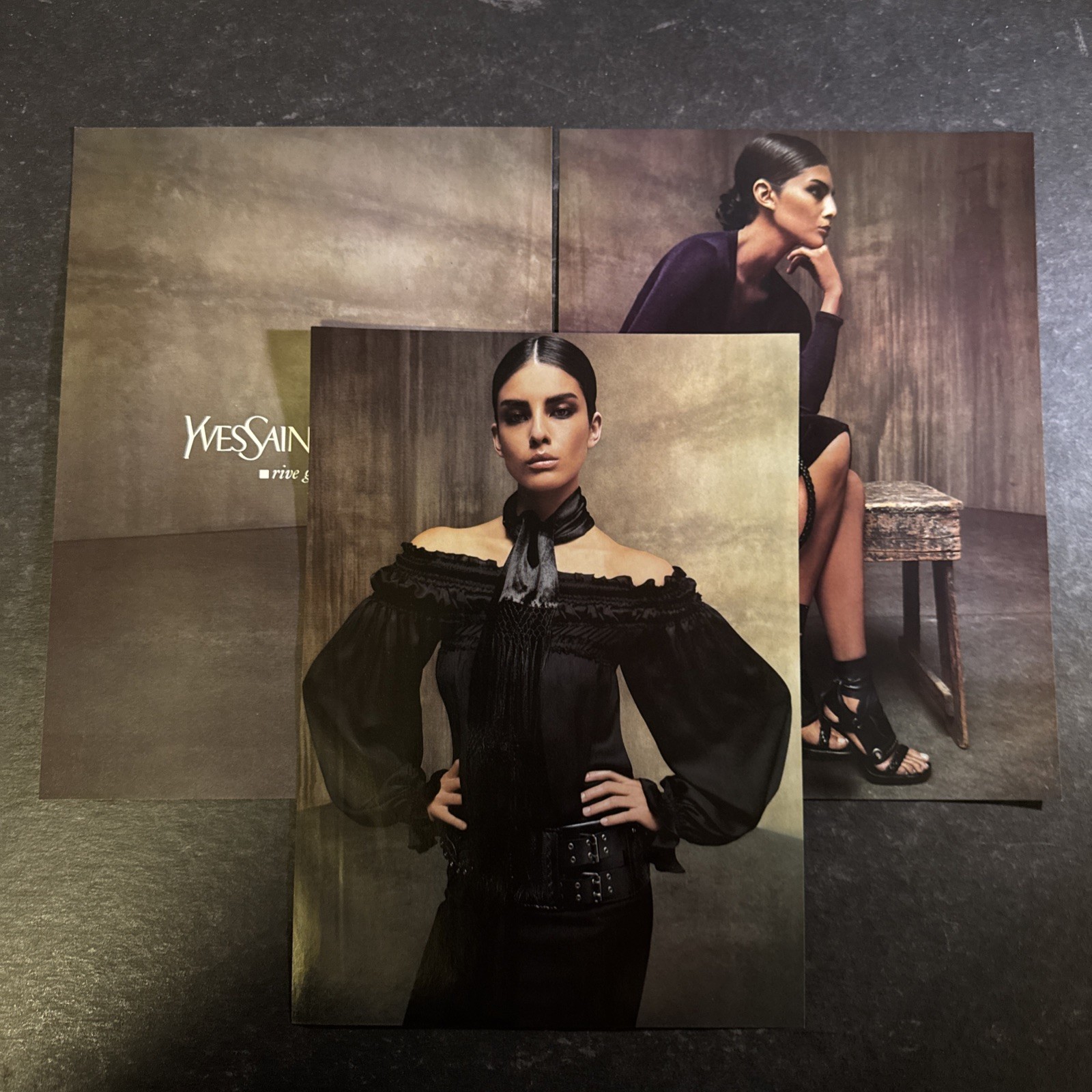 2001 • Pubblicità stampa YVES SAINT LAURENT • Y2K Fashion 3 pagine tacchi alti ADV 43
