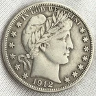 1912-S Barber Half 1/2 Dollar 90% Silver 50c Fifty Cent San Francisco US Coin