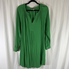 Banana Republic Mini Dress Women's 12 Green Long Sleeve Shift Vneck Viscose
